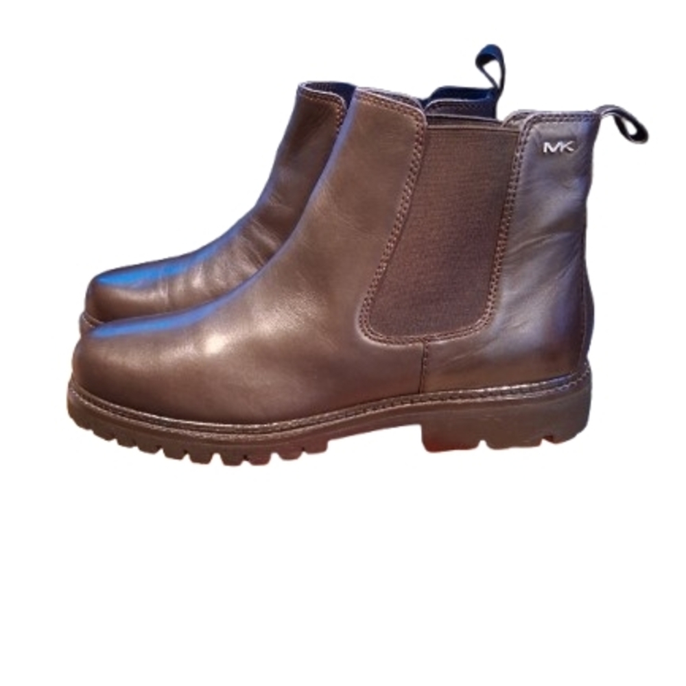Michael Kors Mens Brown Leather Chelsea Boots Lug Sole Size 10.5 - Picture 3 of 8